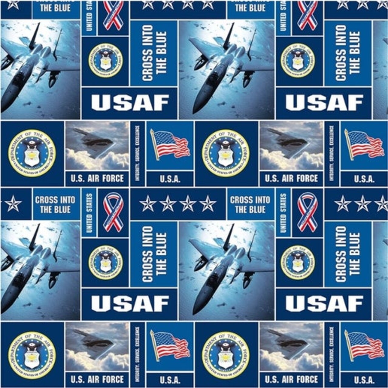 Sykel Enterprises U.S Air Force Block Fleece Fabric by the Yard